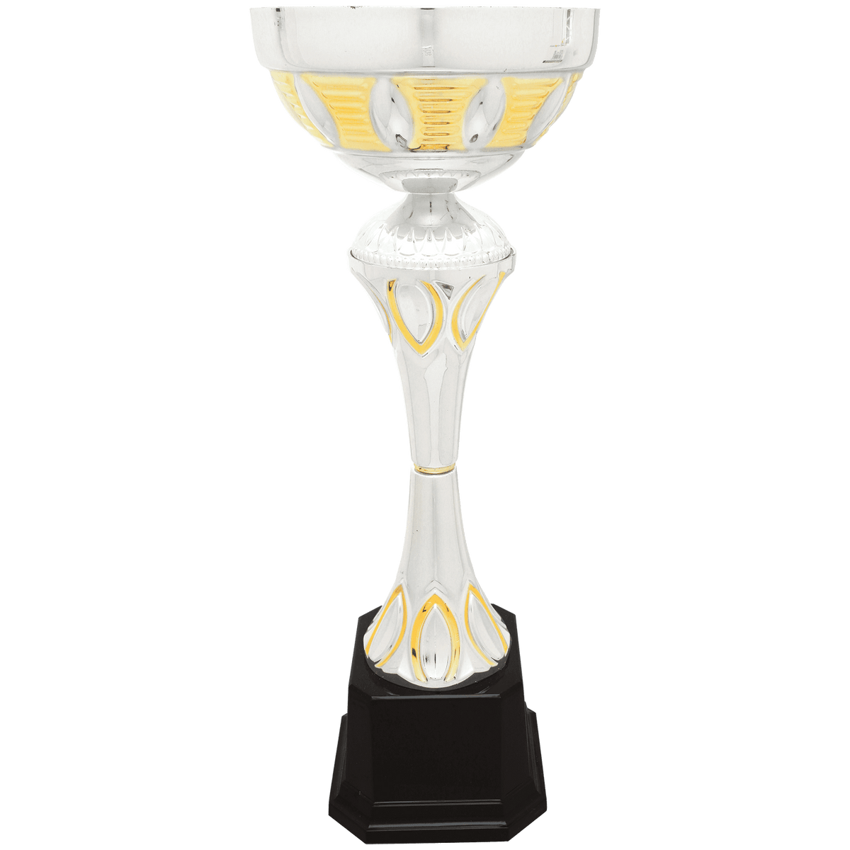 Silver/Gold 15" Completed Metal Cup Trophy on Plastic Base