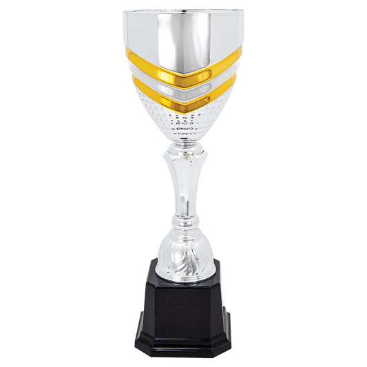 13 13 1/4" Completed Metal Cup Trophy on Plastic Base