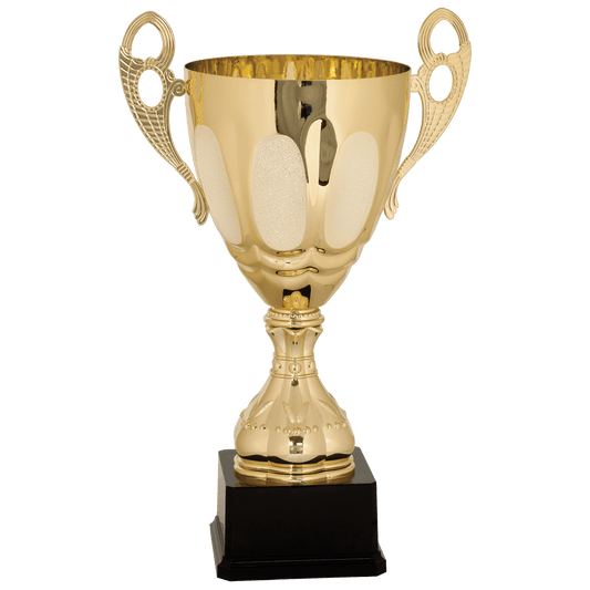 Gold 17 1/2" Completed Metal Cup Trophy on Plastic Base