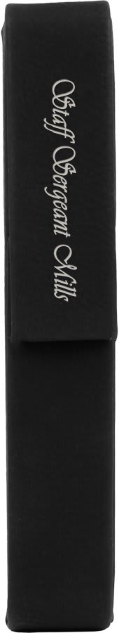 6 1/2" x 1" Laserable Leatherette Single Pen Case - Black/Silver