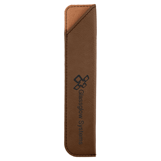 6 1/4" Laserable Leatherette Pen Sleeve - Dark Brown