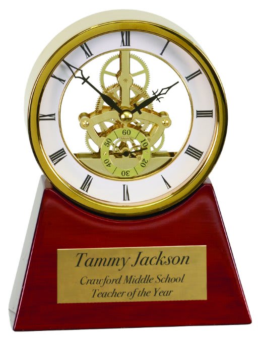 7 1/4" Executive & Rosewood Piano Finish Clock - Gold