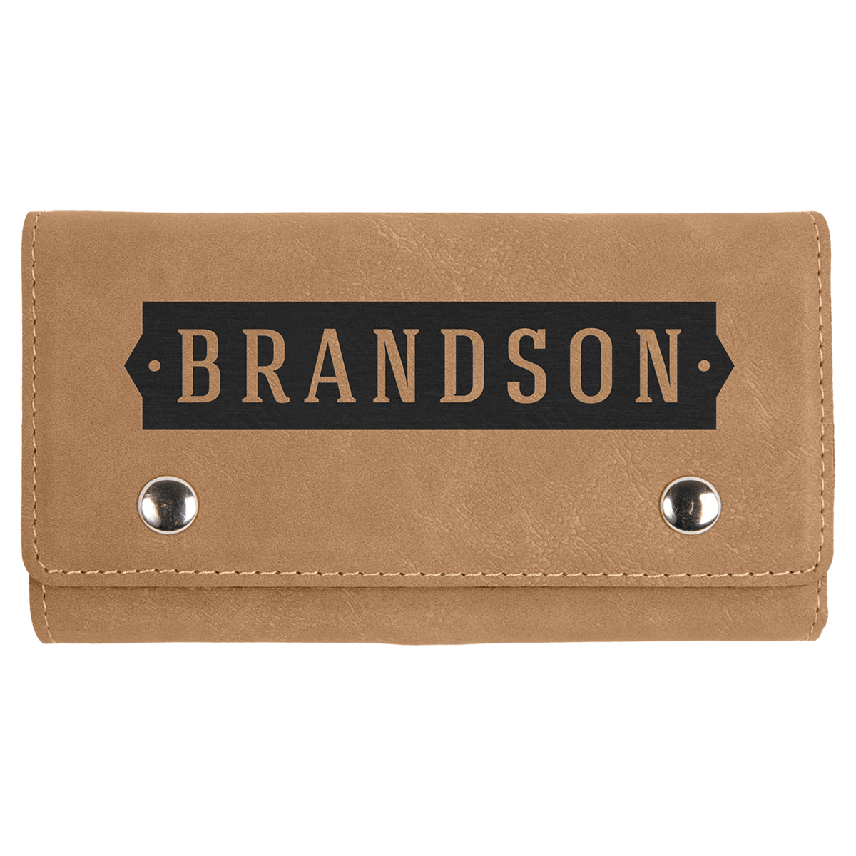 Laserable Leatherette Card & Dice Set - Light Brown