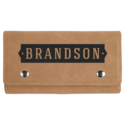 Laserable Leatherette Card & Dice Set - Light Brown