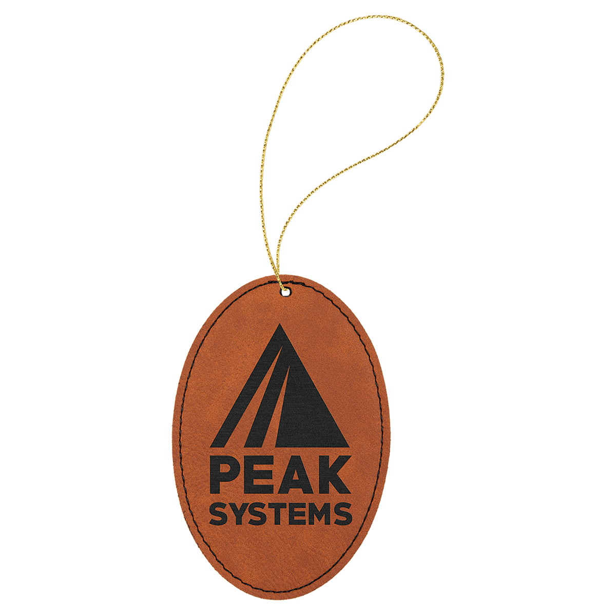 Laserable Leatherette Oval Ornament with Gold String - Rawhide