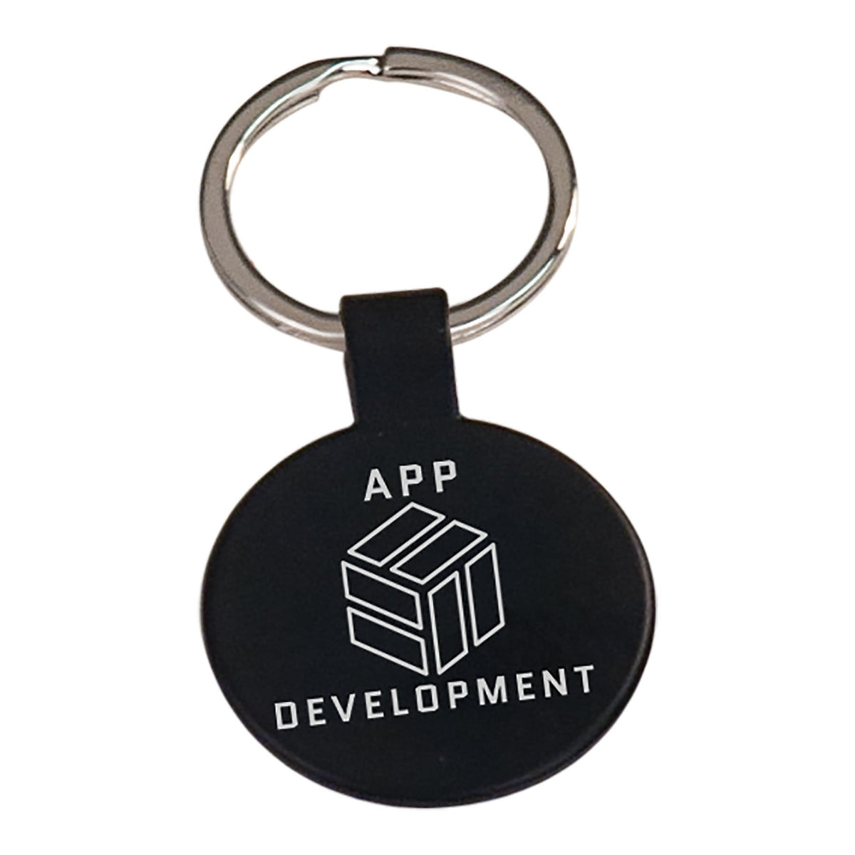 1 1/2" Laserable Round Keychain - Black