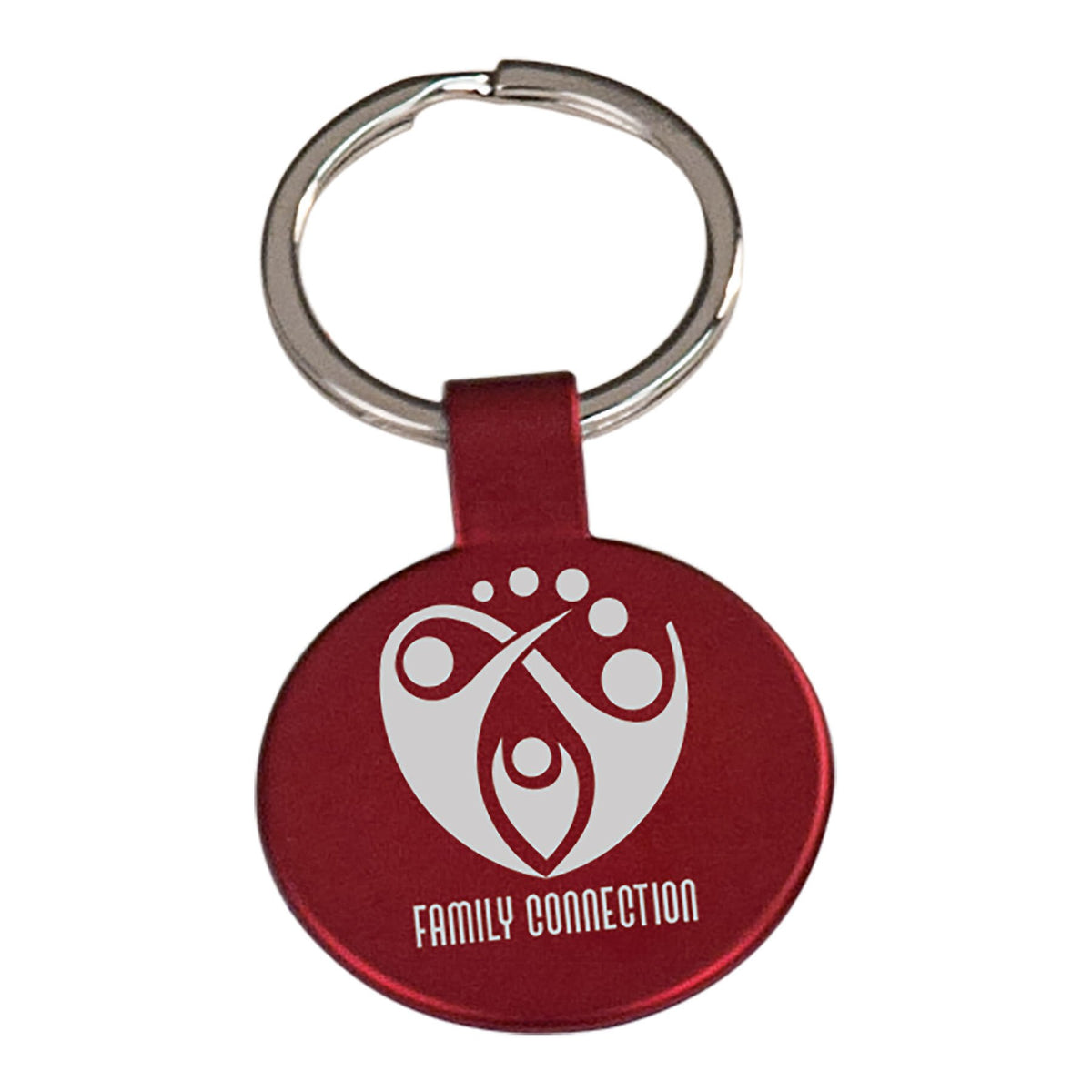 1 1/2" Laserable Round Keychain - Red