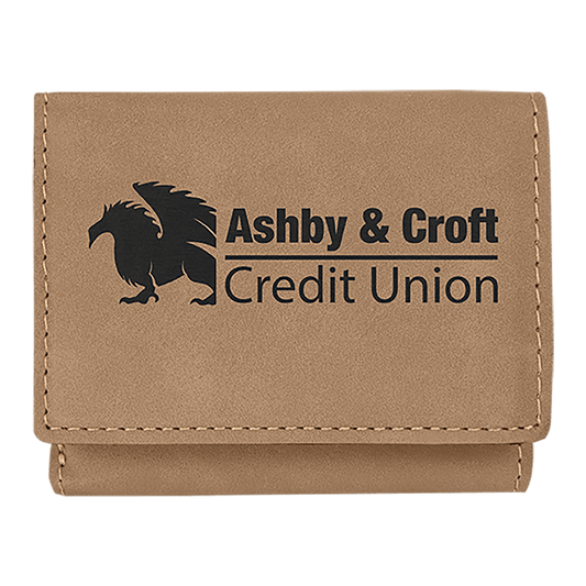 3" x 4" Laserable Leatherette Trifold Wallet - Light Brown