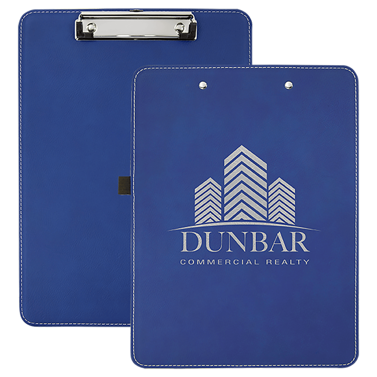 9" x 12 1/2" Laserable Leatherette Clipboard - Blue/Silver