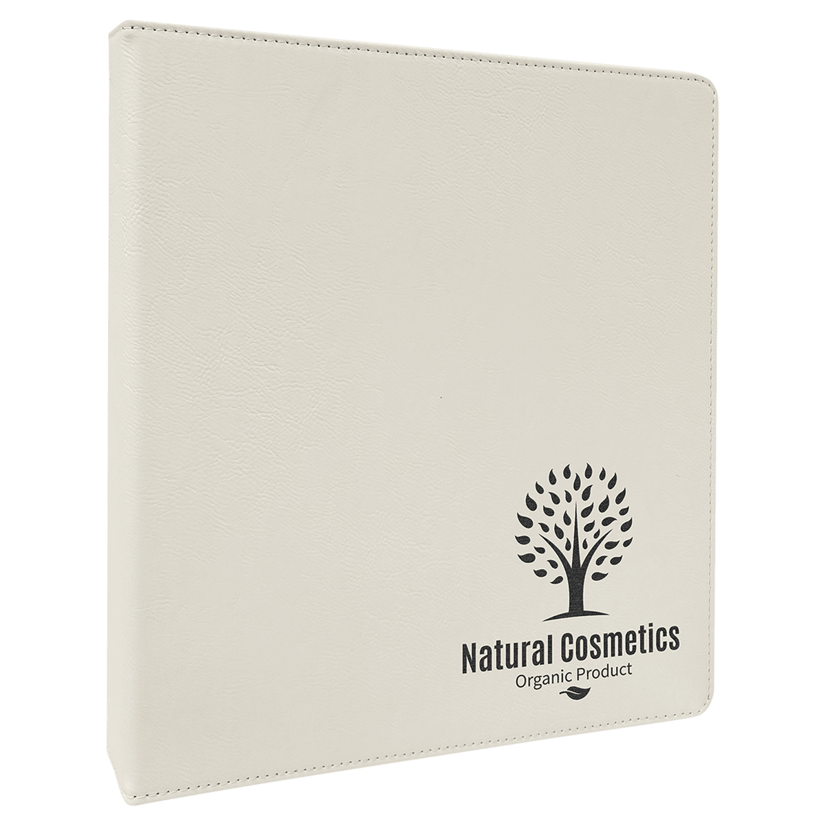 10 1/2" x 11 1/2" White Laserable Leatherette 3 Ring Binder with 1" Slant DRings