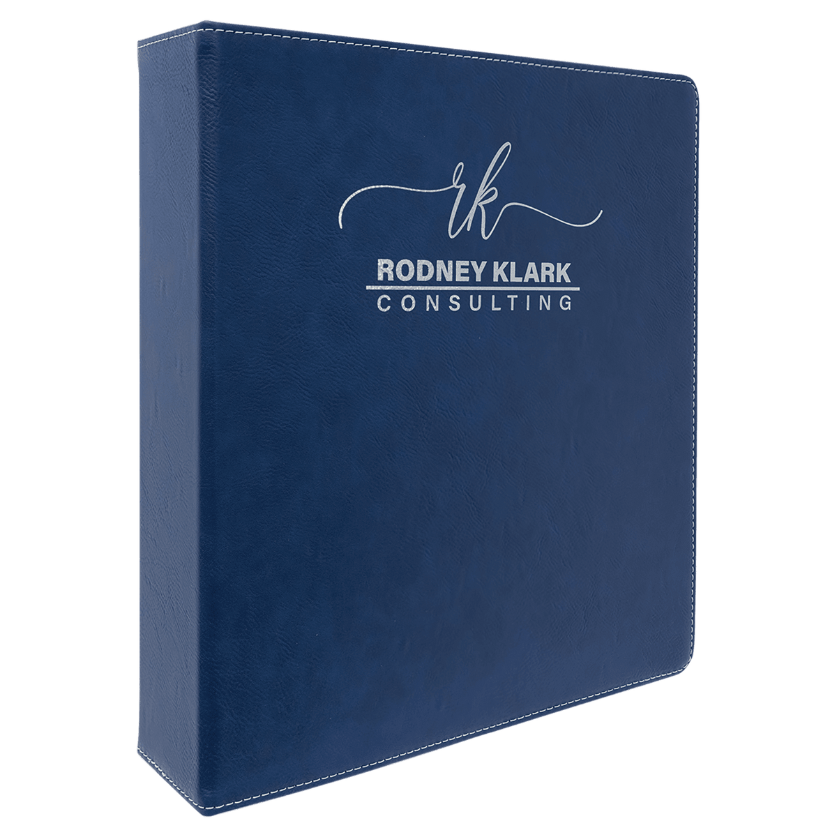 Laserable Leatherette Binder with 2" Slant D Binder Rings - Blue/Silver