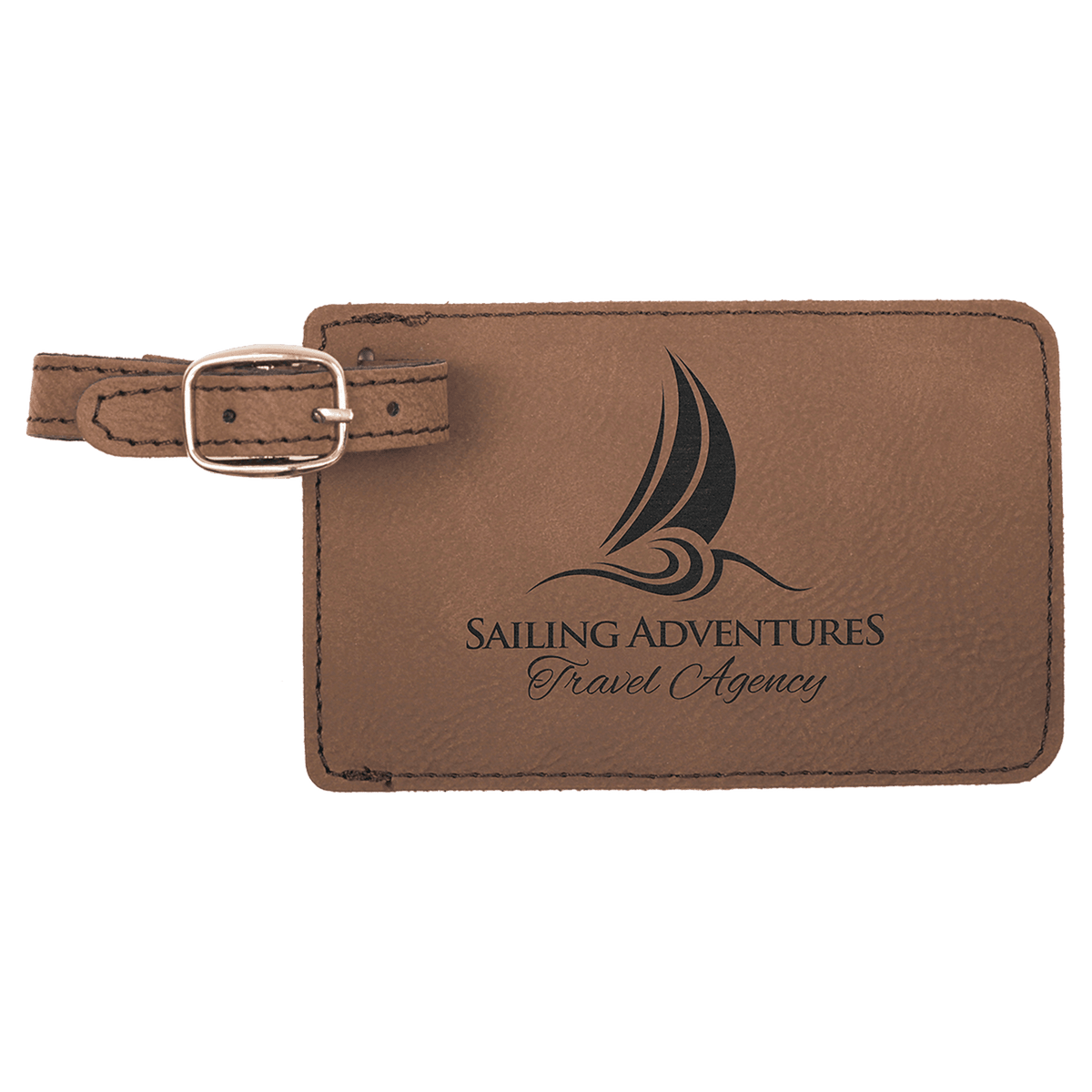 4 1/4" x 2 3/4" Laserable Leatherette Luggage Tag - Dark Brown