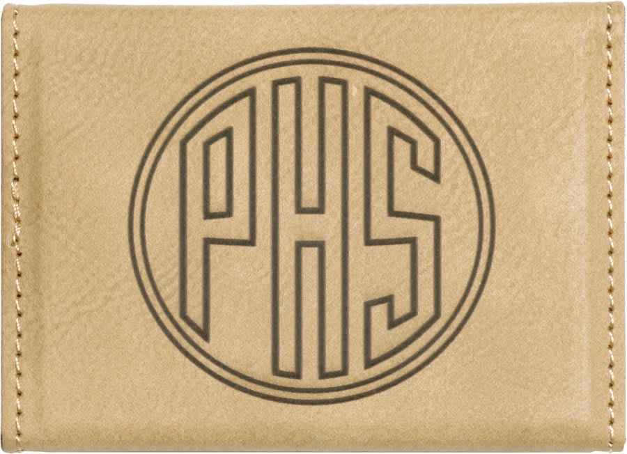3 3/4" x 2 3/4" Laserable Leatherette Hard Business Card Holder - Light Brown