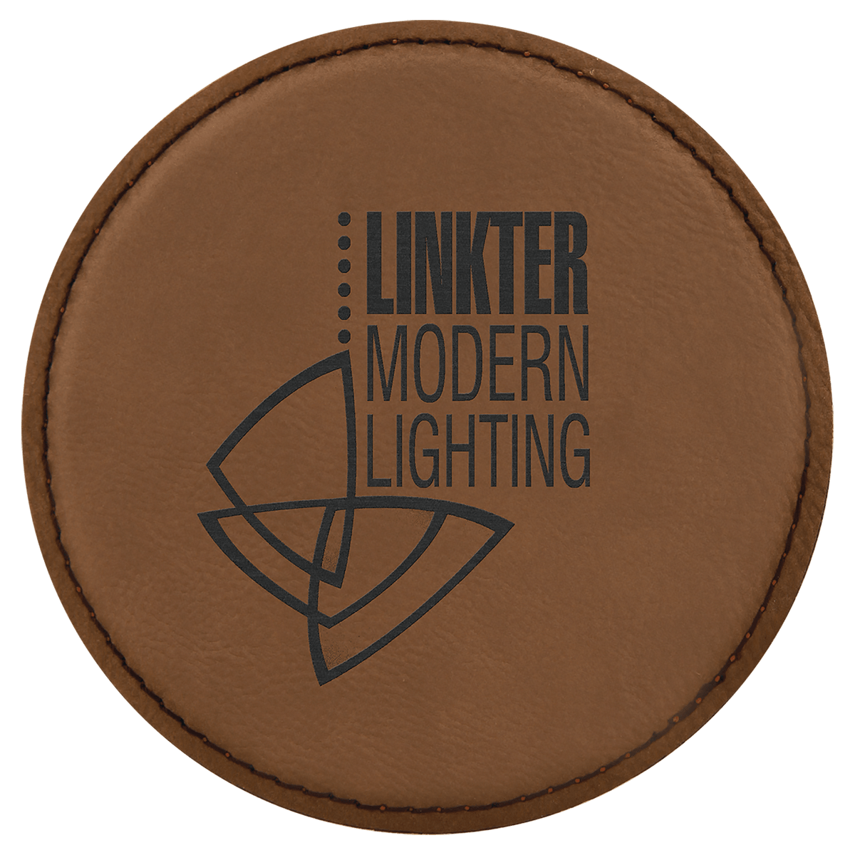 Dark Brown 4" Round Laserable Leatherette Coaster