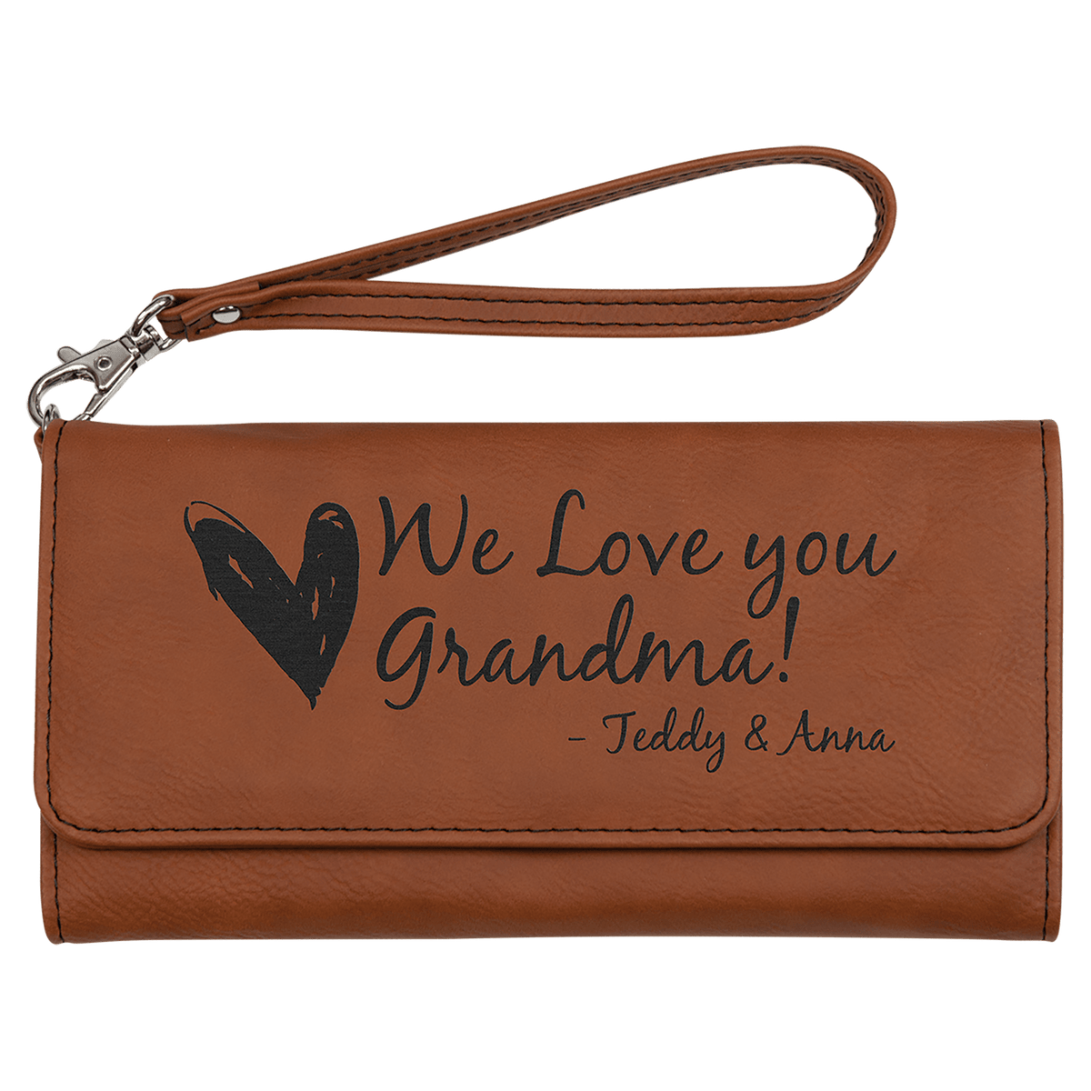 7 1/2" x 4" Laserable Leatherette Wallet with Strap - Rawhide