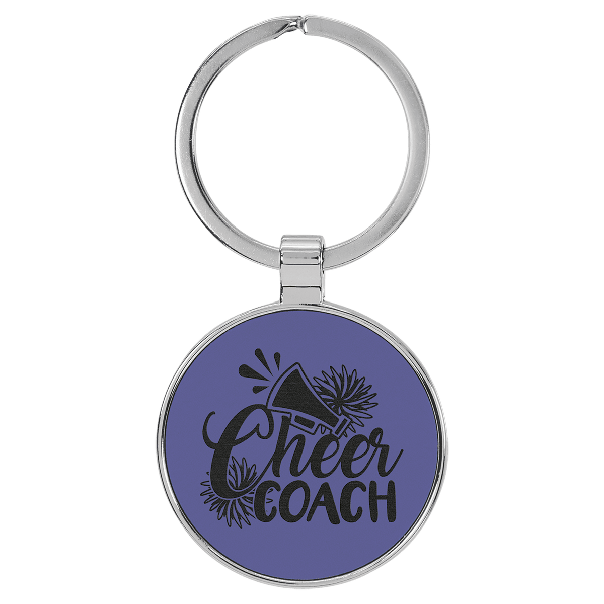 1 1/2" Laserable Leatherette/Metal Round Keychain - Purple