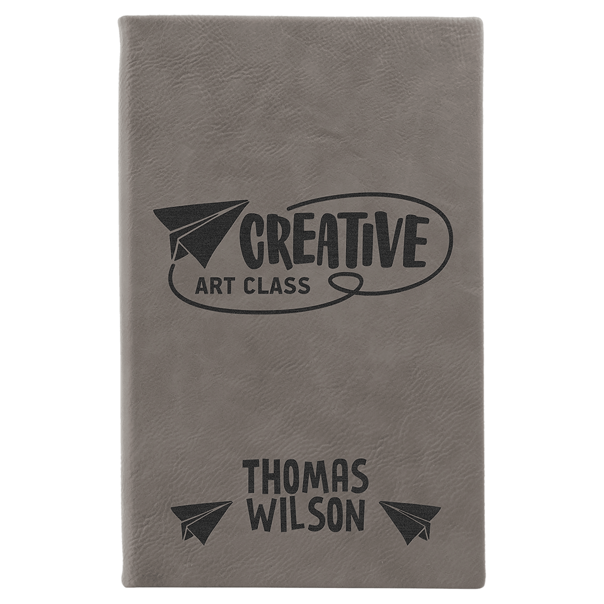 5 1/4" x 8 1/4" Laserable Leatherette Sketch Book with Unlined Notepad - Gray