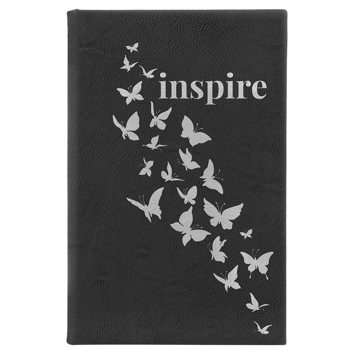 5 1/4" x 8 1/4" Laserable Leatherette Sketch Book with Unlined Notepad - Black/Silver