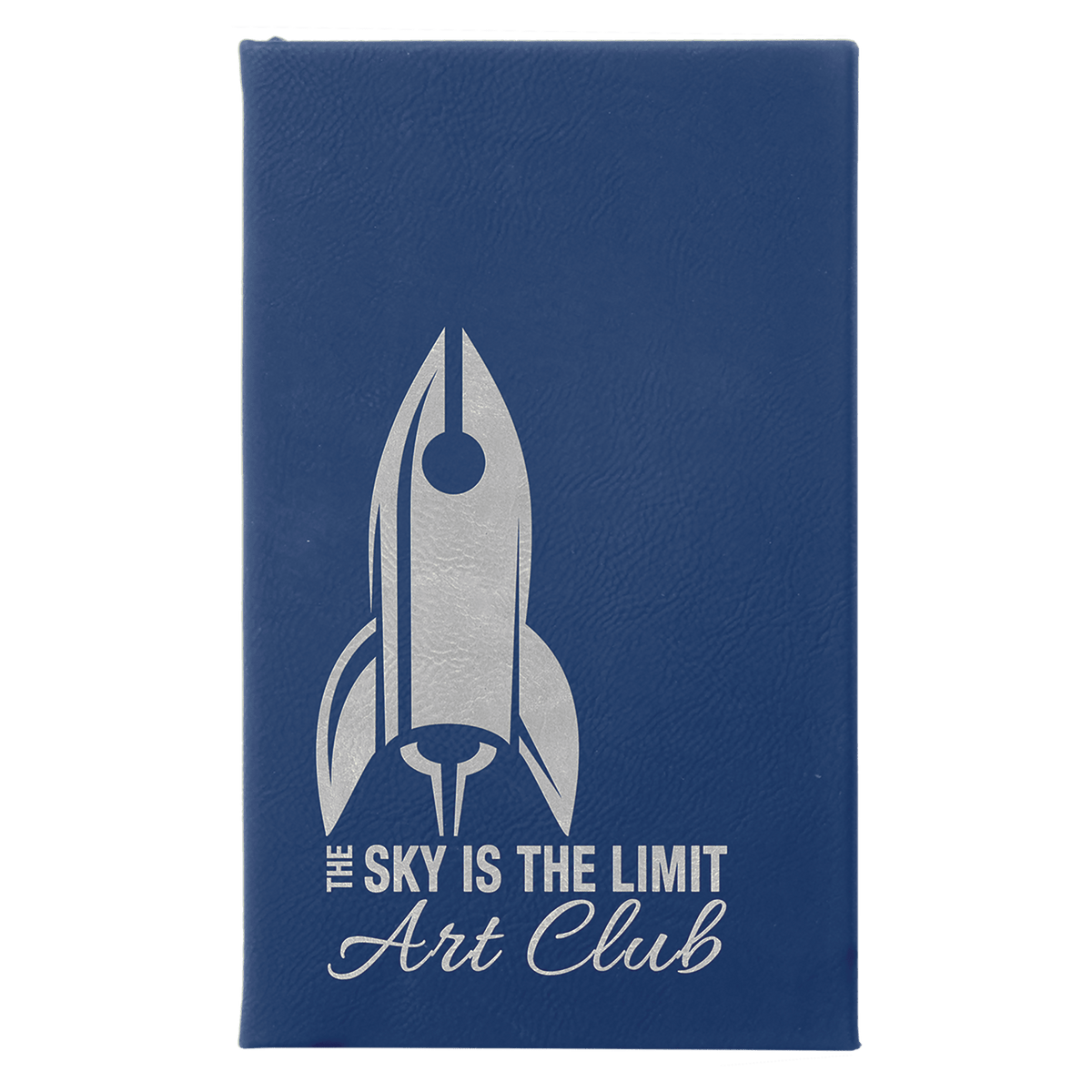 5 1/4" x 8 1/4" Laserable Leatherette Sketch Book with Unlined Notepad - Blue/Silver