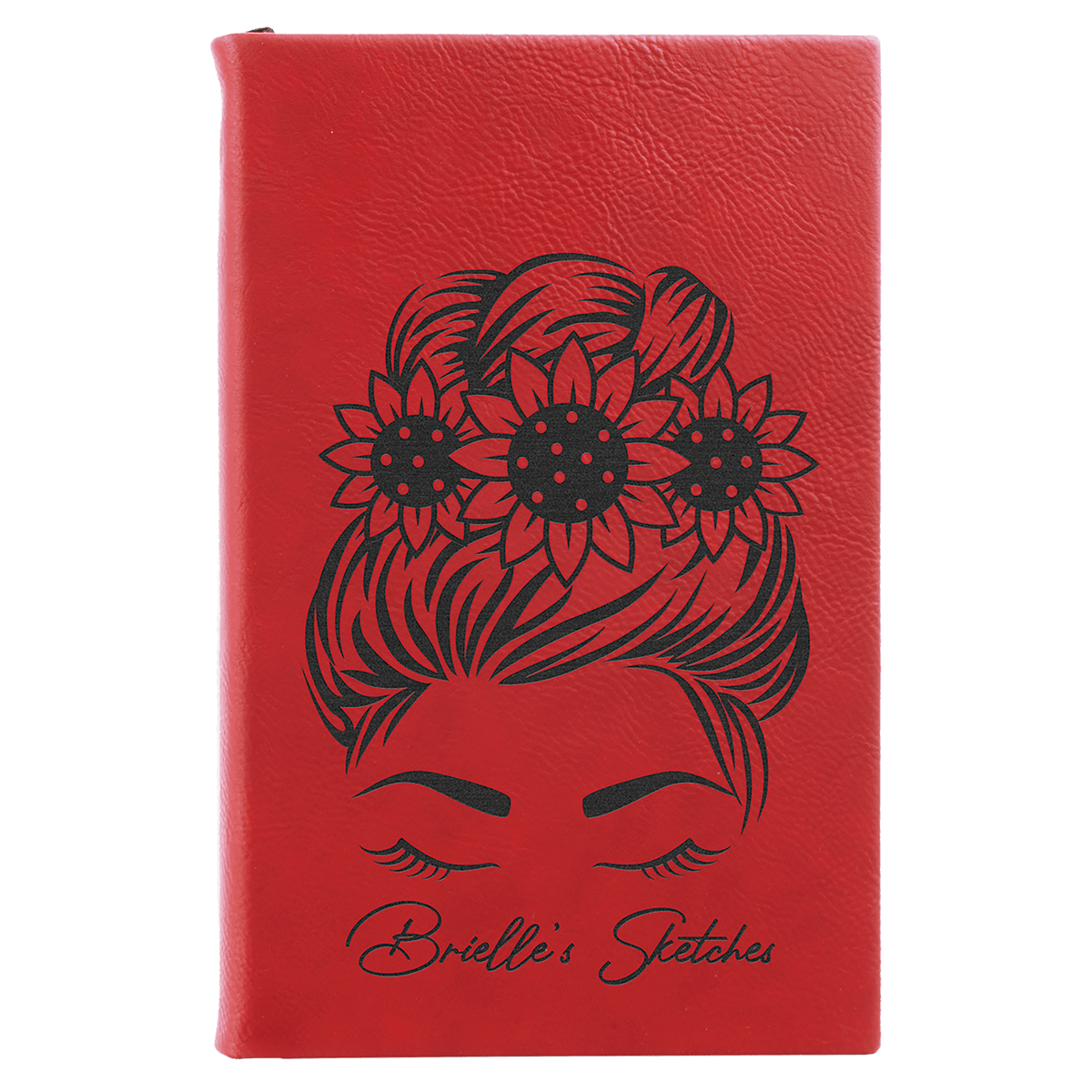 5 1/4" x 8 1/4" Laserable Leatherette Sketch Book with Unlined Notepad - Red
