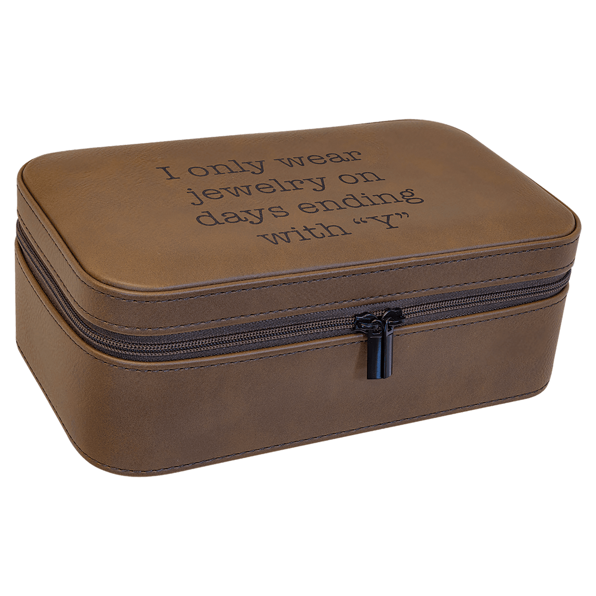 7 1/2" X 4 1/2" Laserable Leatherette Jewelry Box - Dark Brown
