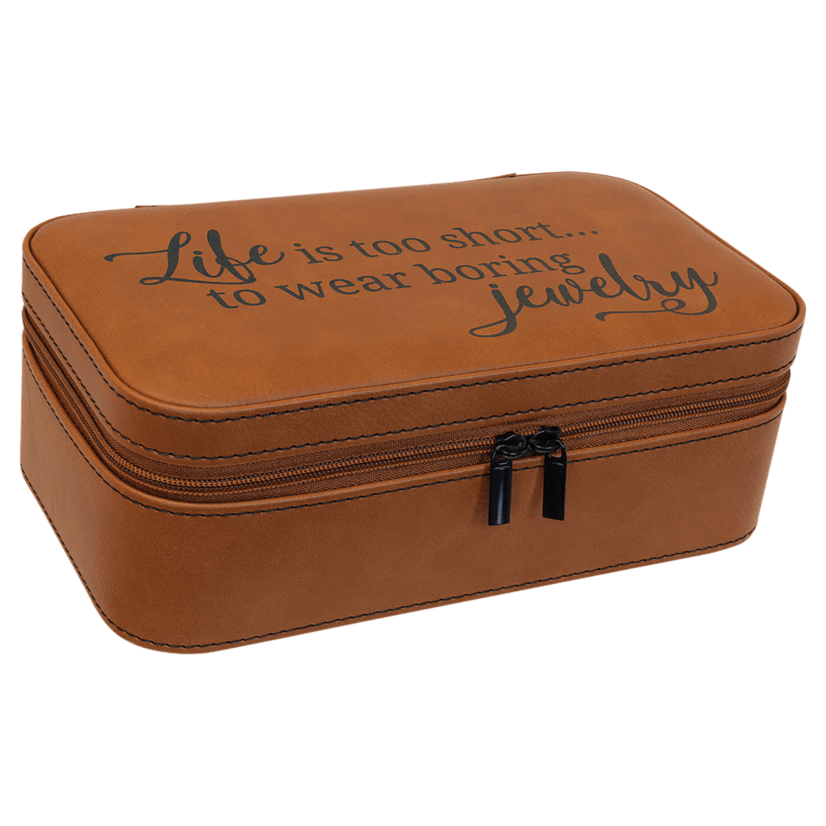 7 1/2" X 4 1/2" Laserable Leatherette Jewelry Box - Rawhide