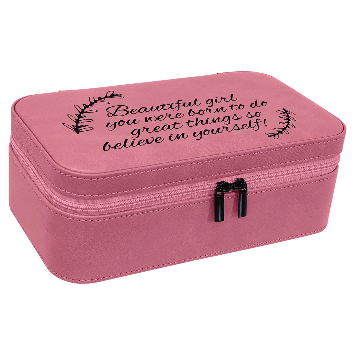 7 1/2" X 4 1/2" Laserable Leatherette Jewelry Box - Pink