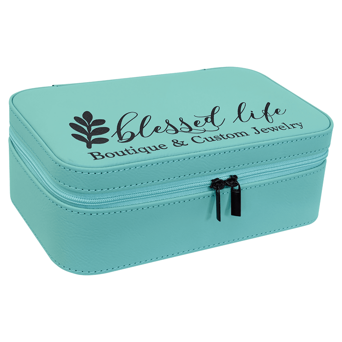 7 1/2" X 4 1/2" Laserable Leatherette Jewelry Box - Teal