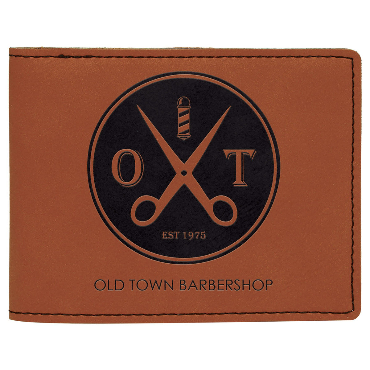 4 1/2" x 3 1/2" Laserable Leatherette Bifold Wallet - Rawhide