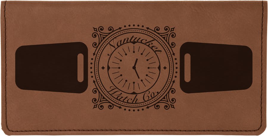 6 3/4" x 3 1/2" Laserable Leatherette Checkbook Cover - Dark Brown