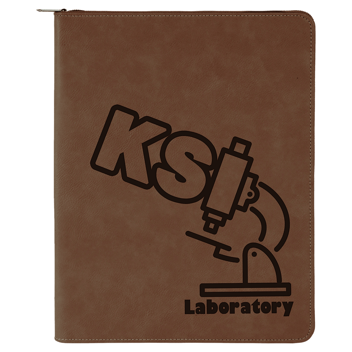 9 1/2" x 12" with Zipper Laserable Leatherette Portfolio with Notepad - Dark Brown
