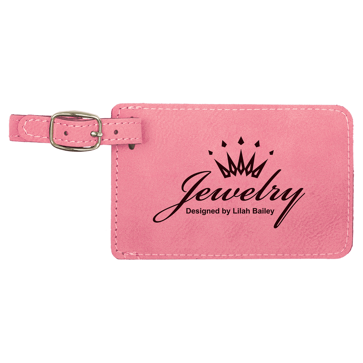 4 1/4" x 2 3/4" Laserable Leatherette Luggage Tag - Pink