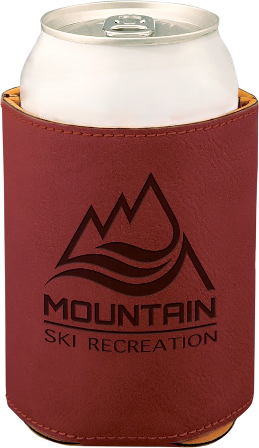 Rose 3 3/4" Laserable Leatherette Beverage Holder