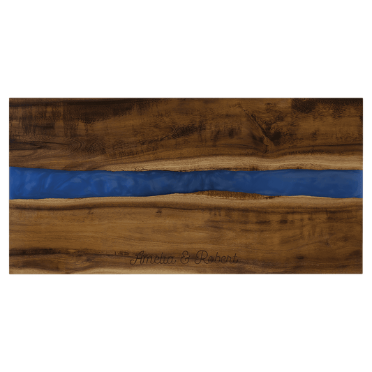 Acacia Serving Board with Blue Pearl Resin - 18" x 9"