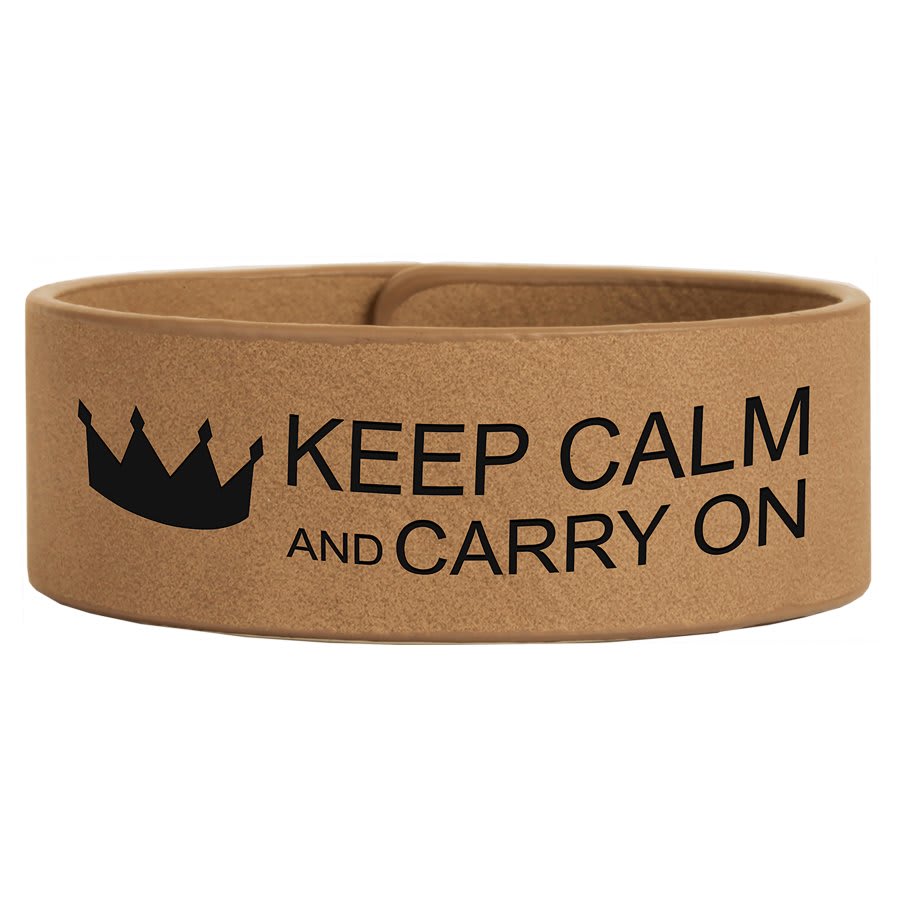 9 1/2" x 1" Laserable Leatherette Cuff Bracelet - Light Brown