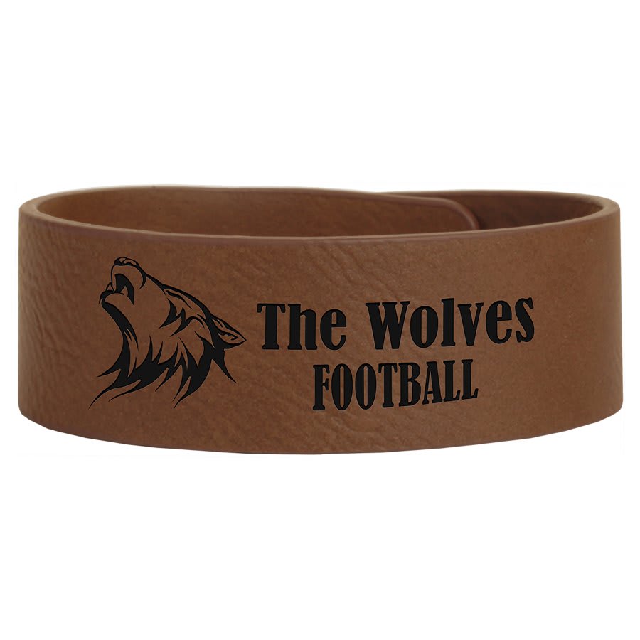 9 1/2" x 1" Laserable Leatherette Cuff Bracelet - Dark Brown