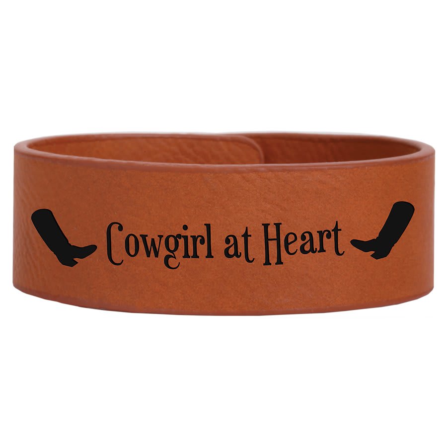 9 1/2" x 1" Laserable Leatherette Cuff Bracelet - Rawhide