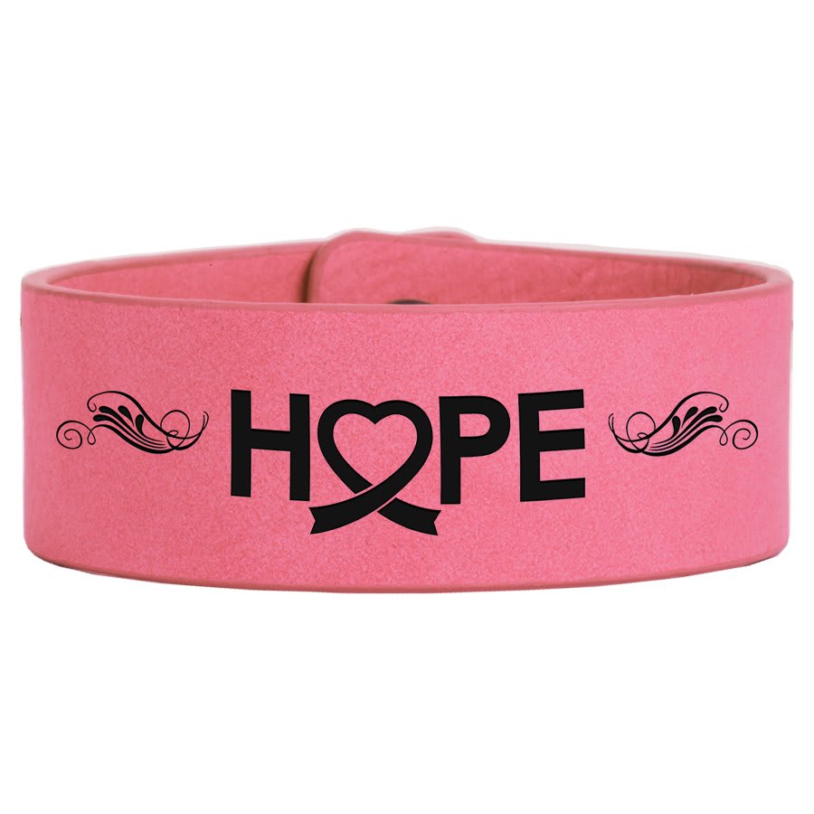 9 1/2" x 1" Laserable Leatherette Cuff Bracelet - Pink