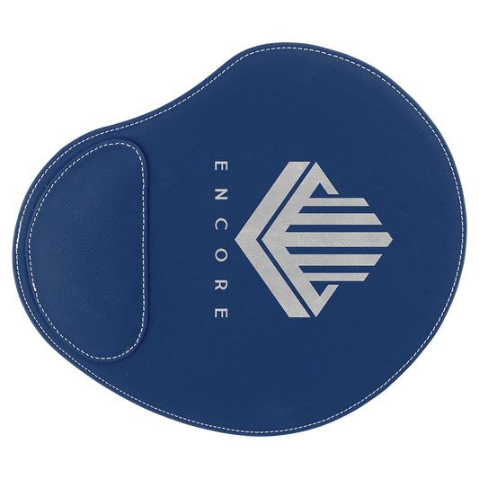9" x 10 1/4" Laserable Leatherette Mouse Pad - Blue/Silver