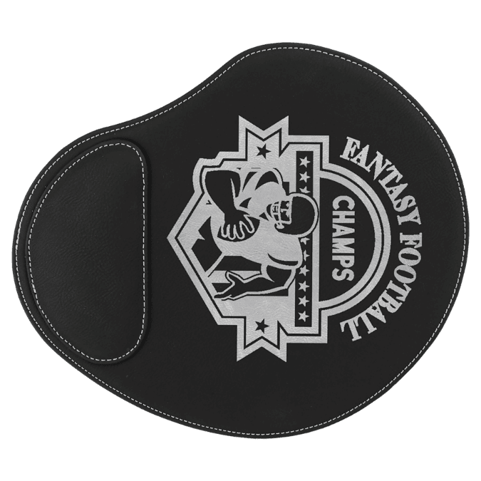 9" x 10 1/4" Laserable Leatherette Mouse Pad - Black/Silver