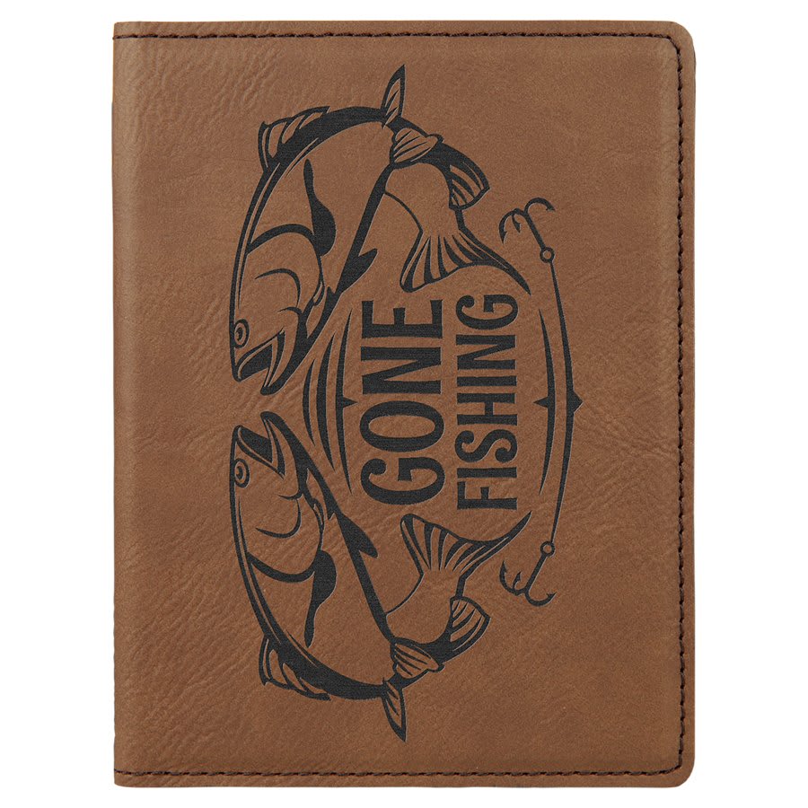 4 1/4" x 5 1/2" Laserable Leatherette Passport Holder - Dark Brown