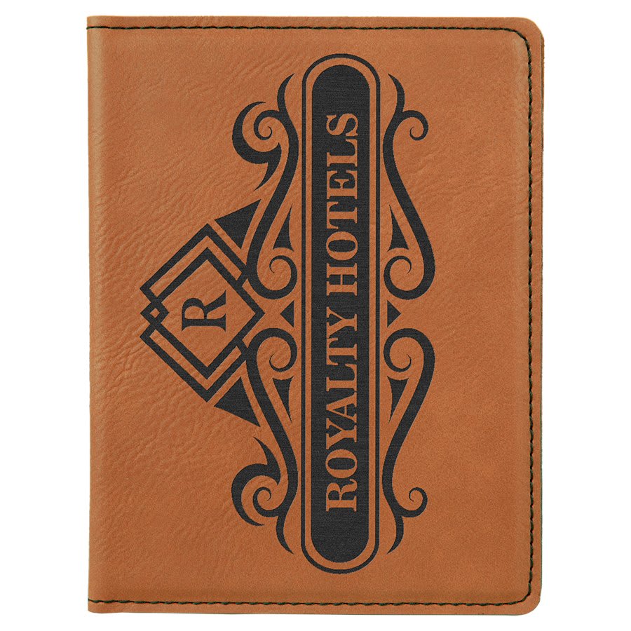 4 1/4" x 5 1/2" Laserable Leatherette Passport Holder - Rawhide