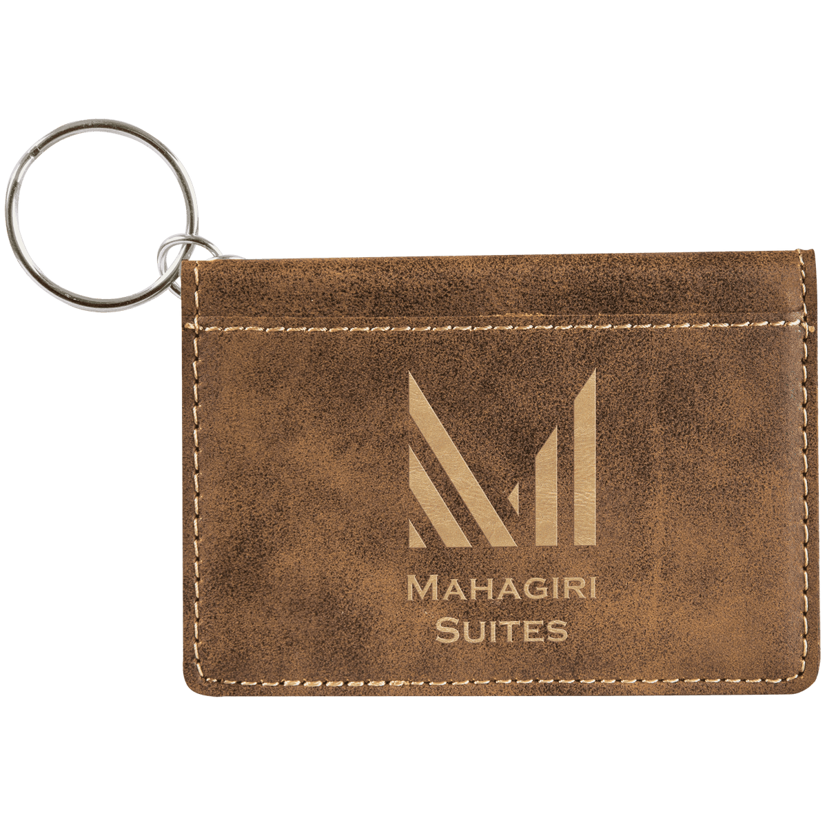 4 1/4" x 3" Laserable Leatherette Keychain ID Holder - Rustic/Gold