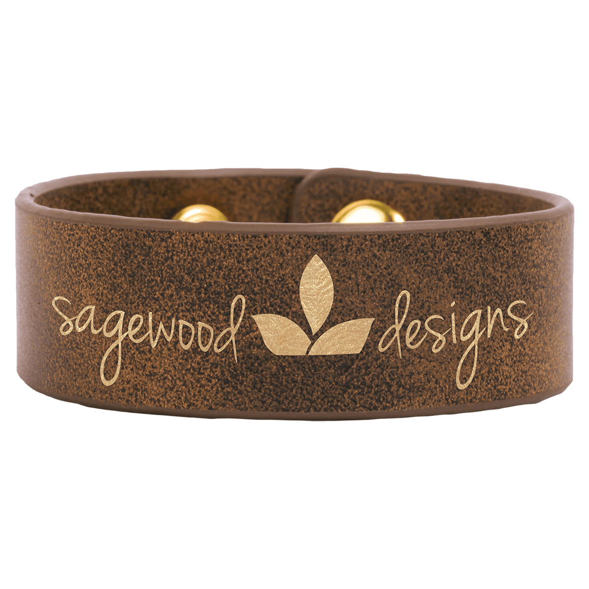 9 1/2" x 1" Laserable Leatherette Cuff Bracelet - Rustic/Gold
