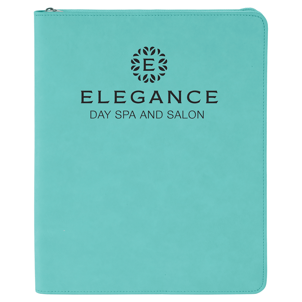 9 1/2" x 12" with Zipper Laserable Leatherette Portfolio with Notepad - Teal