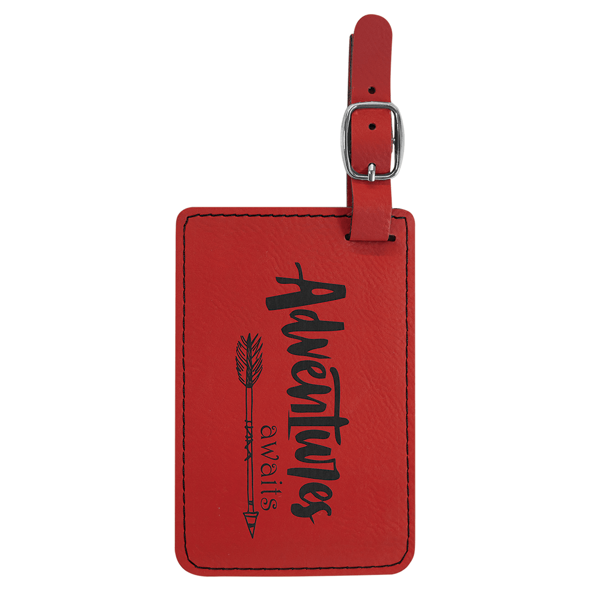 4 1/4" x 2 3/4" Laserable Leatherette Luggage Tag - Red