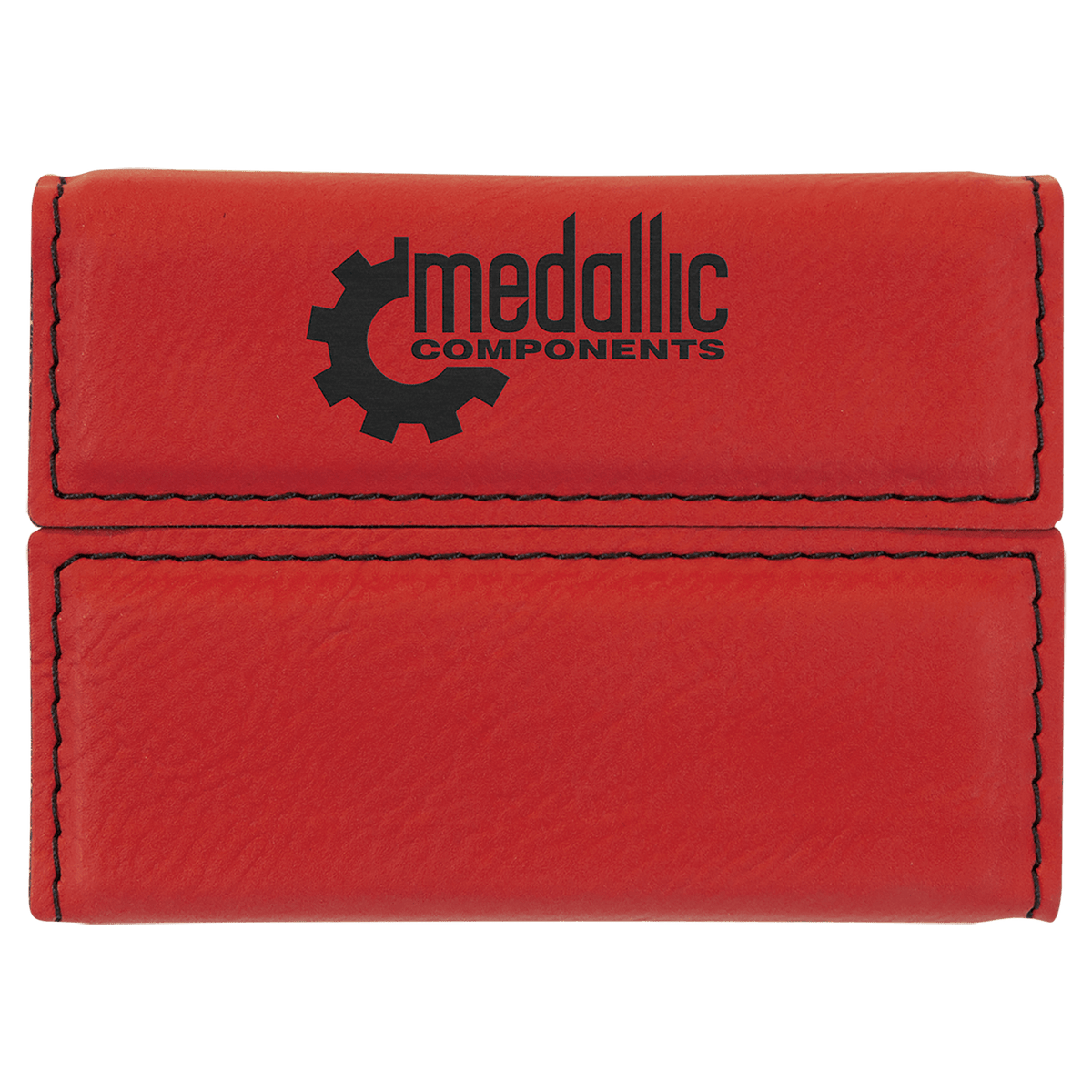 3 3/4" x 2 3/4" Laserable Leatherette Hard Business Card Holder - Red