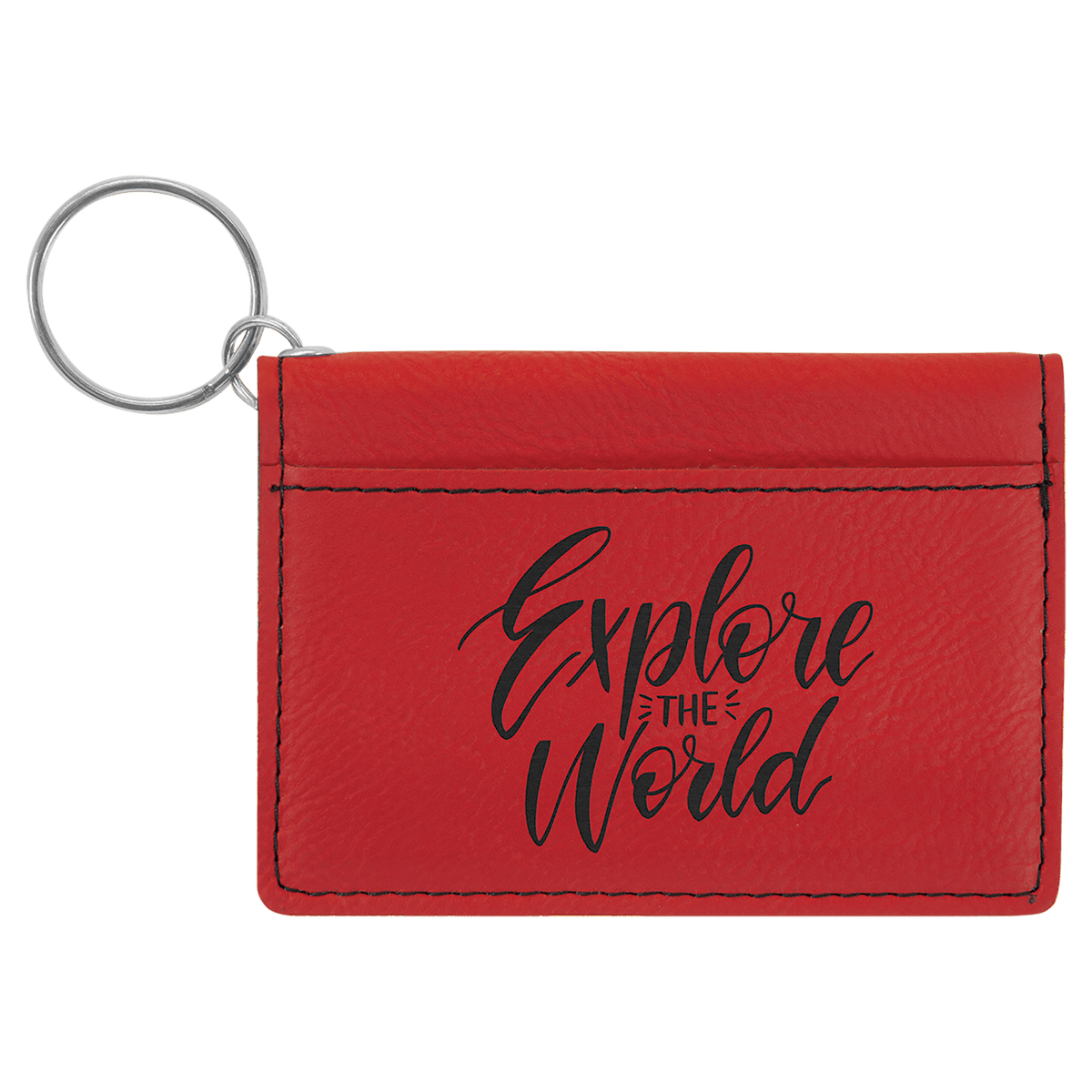 4 1/4" x 3" Laserable Leatherette Keychain ID Holder - Red