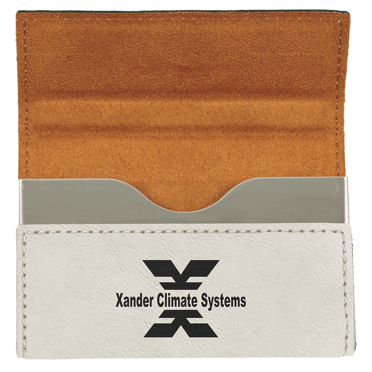 3 3/4" x 2 3/4" Laserable Leatherette Hard Business Card Holder - White