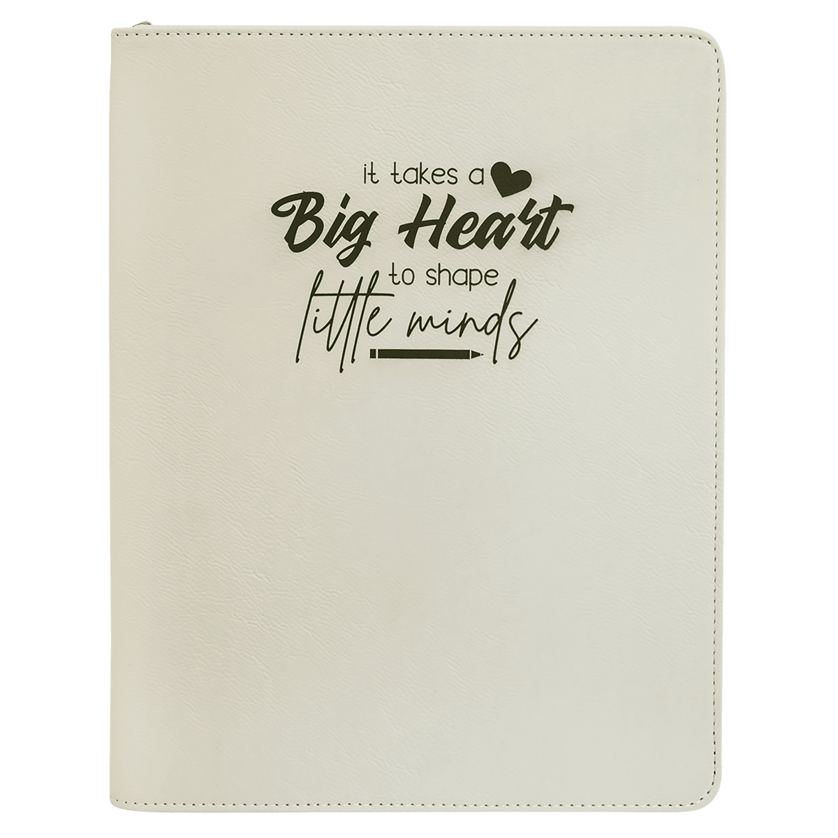 9 1/2" x 12" with Zipper Laserable Leatherette Portfolio with Notepad - White